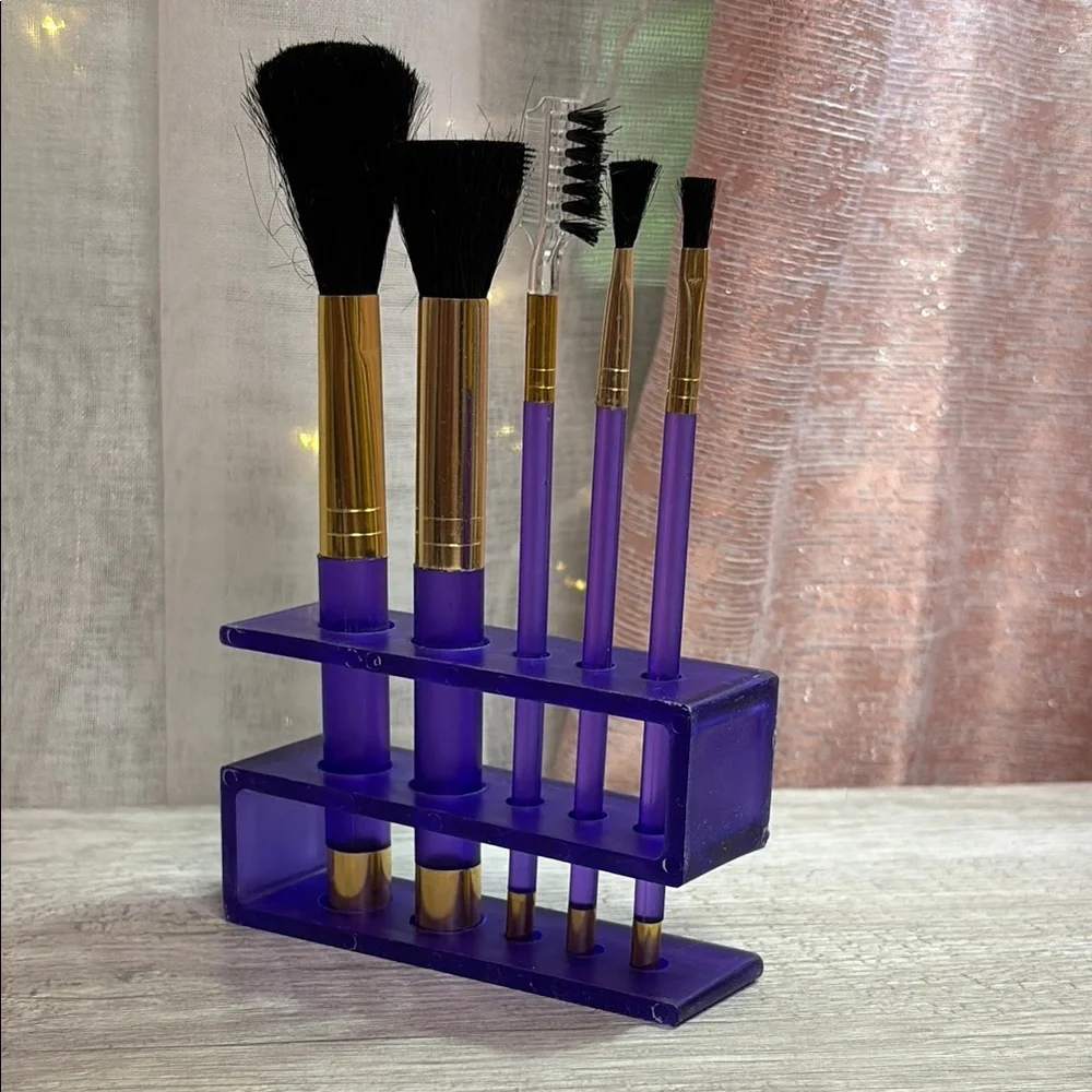 Purple Makeup Brush Set with Holder